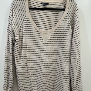GAP Beige and Black Striped Knit Top